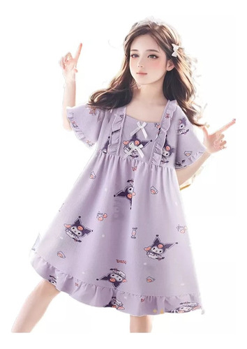 Lindo Vestido Delgado De Verano Con Pijama Para Niños Kuromi