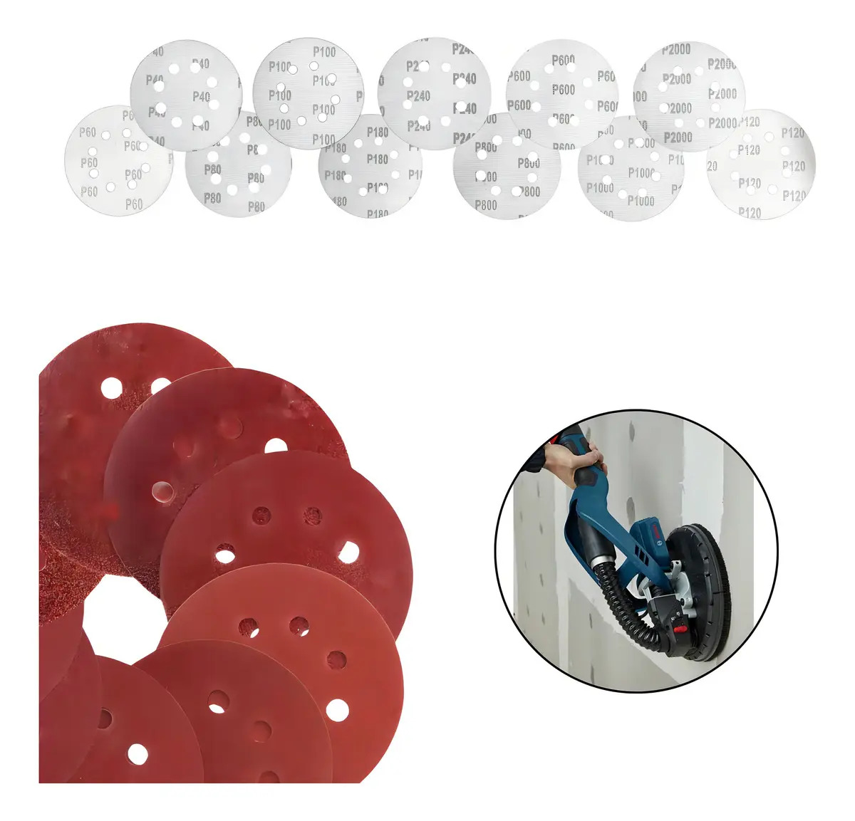 Disco de Lixa 225mm Com Velcro SD Grão 120 10 Unidades Lixadeira Girafa