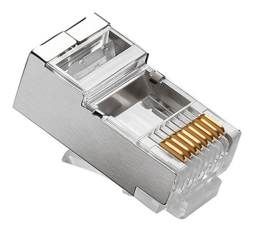 50 Pçs Plug Modular Rj45 8p8c Cat-6 Ftp Blindado