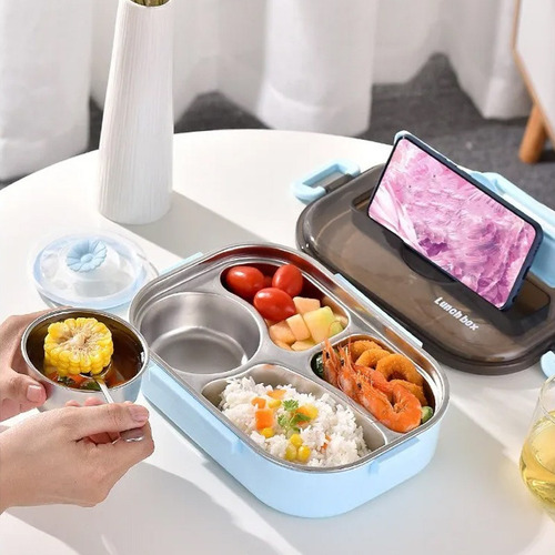 Caja Bento Para Comida Rápida De Acero Inoxidable 304, Rosa