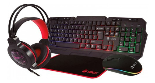 Combo Teclado 4 En 1 Gaming Teros 4060r Ultrafino Membrana