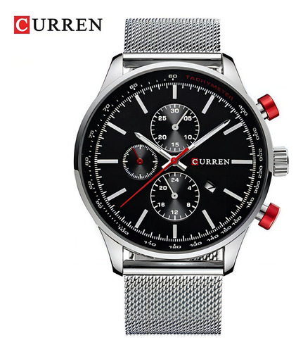 Relógios Impermeáveis Curren Mesh Belt Quartz Cor Do Bisel Silver Black