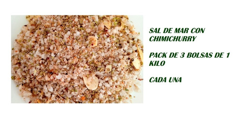 Sal De Mar Con Chimichurry, Pack De 3 Bolsas De 1 Kilo,neny