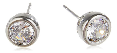 Aretes Redondos De Circón Para Mujeres Y Niñas 2ct S925 Día