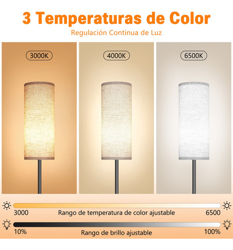 Lampara De Piso Moderna Led 3 Temperaturas Color Ajustable