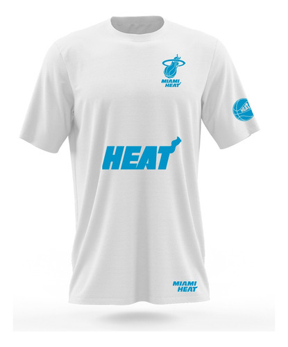 Polera Algodón Blanca Fútbol Nba Miami Heat 2023 