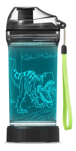 Botella De Agua Resplandeciente 3d De Dinosaurio, Vasos Para