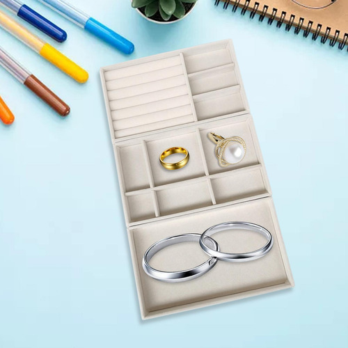 Organizador De Bandejas De Joyería De 3 Piezas, Beige