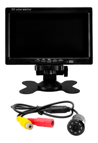 Monitor Veicular Tft Lcd 7 Pol + Câmera Ré Visão Noturna