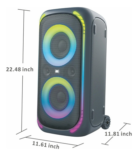Bocina Onn Gen 2 Sonido Potente Led Bluetooth Grande Boost Gris Oscuro