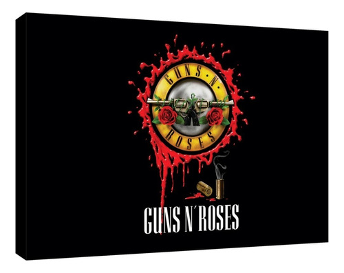 Cuadro Decorativo Canvas Moderno Guns N Roses Dibujo Color Guns N Roses Logo 1 Armazón Natural