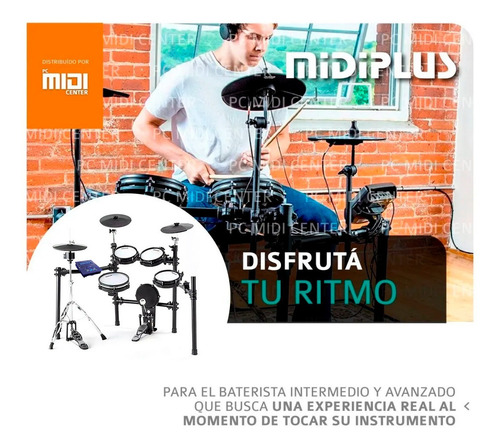 Imagen 6 de 9 de Batería Electrónica Midiplus Ed8 5 Cuerpos 3 Platillos Promo