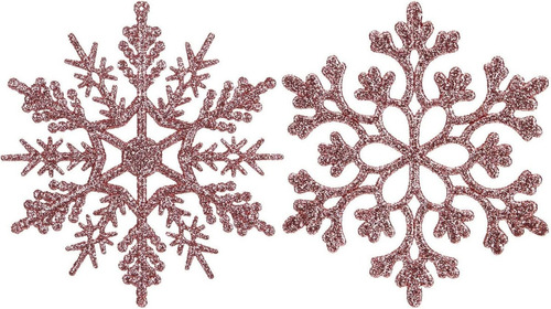 36 Adornos De Navidad Estilos Copos De Nieve 10cm Rose Gold