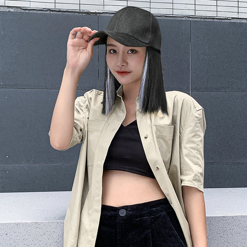 Peluca De Béisbol Wigs Con Gorra, Seda De Aspecto Natural, A