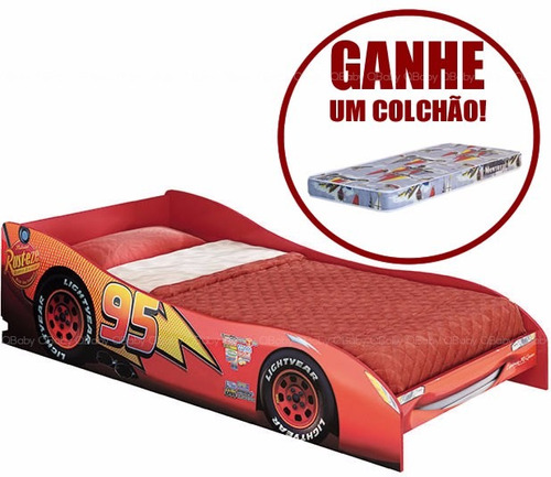 Mini Cama Infantil Carros Disney Mcqueen Com Colchão