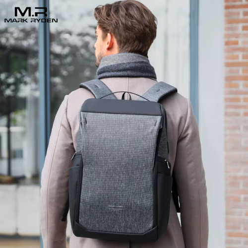 Mochila Premium Executiva Multifuncional Impermeável Compartimento Frontal Magnético Notebook 15.6 Com Usb Modelo Traveler Mark Ryden Cor Cinza Liso