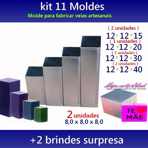 Kit 11 Moldes P/ Fabricar Velas Artesanais ( Md E Gr) +2 Bri