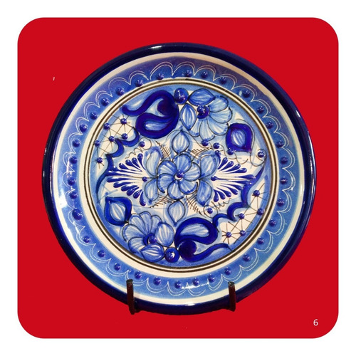 Imagen 7 de 10 de Plato Azul 20 Cm Talavera Poblana Diseño Especial Lujo Plt