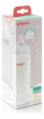 Biberón Pigeon Softouch Boca Ancha 330ml/11oz Anticólicos 6m Blanco Biberón Softouch Pigeon Pp