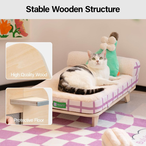 Cama Elevada Para Gatos Mewoofun, Sofá Orthopédico Con Funda