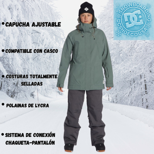 Campera De Nieve Mujer Dc Nieve Ski Snow Verde Musgo M Lisa