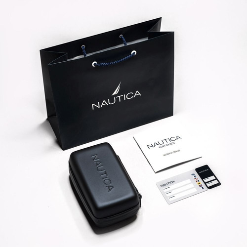 Relógio Náutica Cronógrafo Masculino Borracha Azul Napbli001