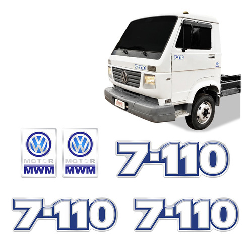 Emblemas 7-110 Caminhão Volkswagen Adesivo Resinado Branco