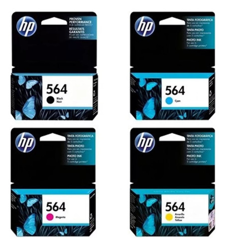 Cartucho Hp 564 Kit Preto E Colors 4 Pçs