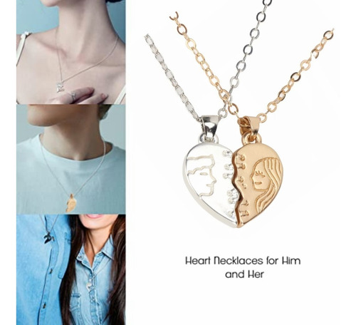 Imagen 6 de 9 de Collar Pareja Corazón Magnético Regalo Novios San Valentín