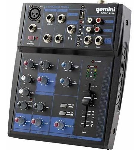 Gemini Gem-05usb Mezclador De Audio Bluetooth Compacto De 5 