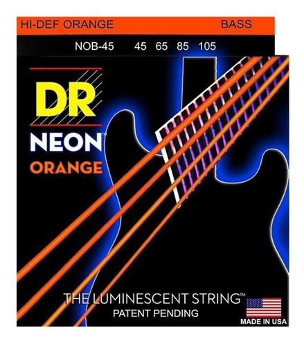 Encordoamento Baixo 4 Cordas Dr Strings Neon Laranja 045