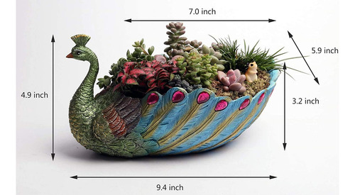 Maceta De Pavo Real Con Base De Resina 24 Cm