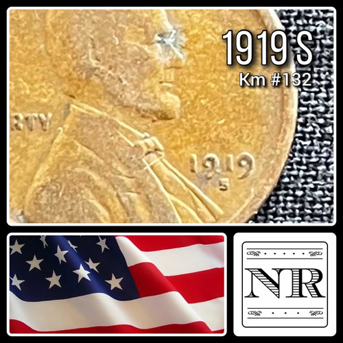 Estados Unidos - 1 Cent - Año 1919 - Ceca S - Lincoln Wheat
