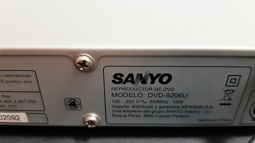 Reproductor De Dvd Sanyo Modelo 9206u
