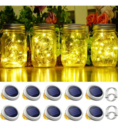 Luces Solares Para Tarros De Cristal, 30 Led, 10 Paquetes,