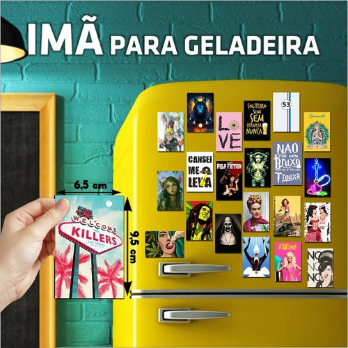 Kit 100 Imã De Geladeira Poster Bandas Rock Personalizados