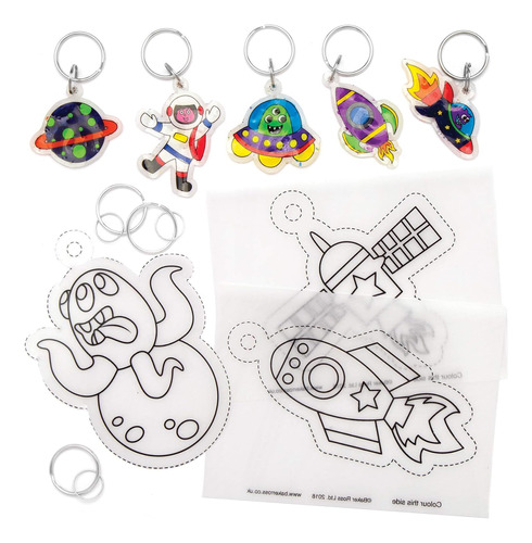 Baker Ross Ltd Sistema Solar Super Shrink Keyrings, Arts And