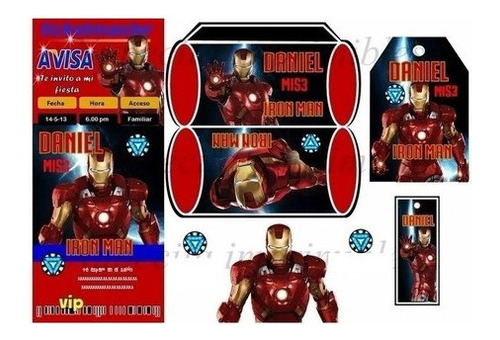 Kit Imprimible Iron Man Ironman Candy Bar Invitaciones Bande