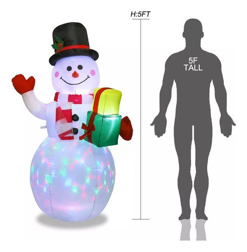Luces Led Giratorias De Colores Con Muñeco De Nieve Inflable