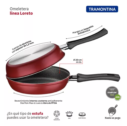 Sartén Tramontina Loreto en Aluminio con Revestimiento Interno y Externo  Antiadherente Starflon Max con Mango Baquelita 30 cm 2,5 L Rojo