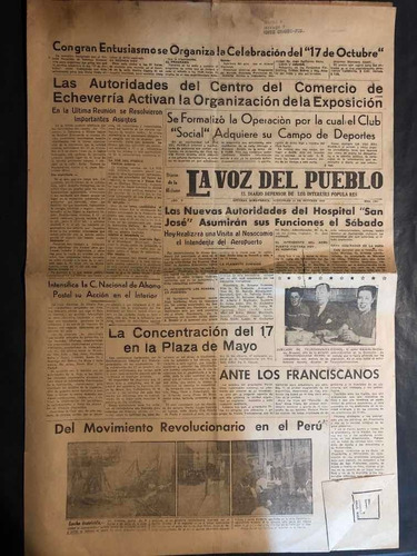 Antiguo Diario La Voz Del Pueblo.  Peron 1948. 53327.