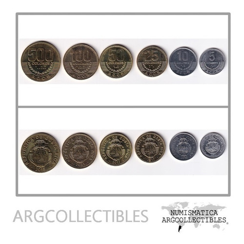 Costa Rica Set X6 Monedas 2015-2021 Unc
