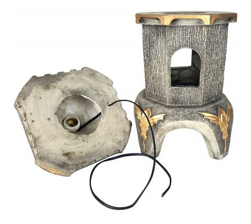 Luminaria Jardim Japones Kit Com 2 Luminarias De Resina Cinz