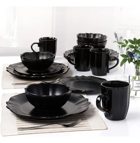 Juego de loza cuadrada negra new arrivals