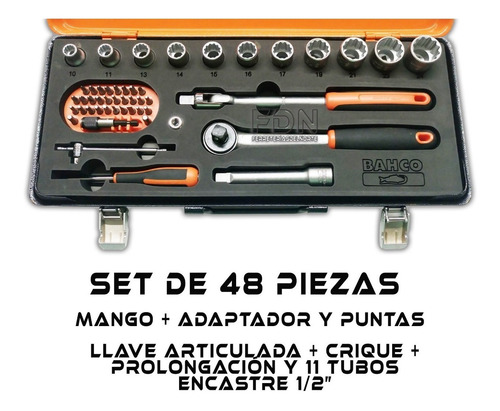 Imagen 2 de 7 de Juego Llaves Bahco S 248 - 48 Piezas Maletin Metal - Fdn