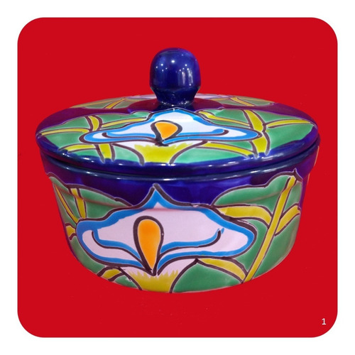 Tortillero De Cerámica Tipo Talavera 20x12 Cm M1 Color Trt