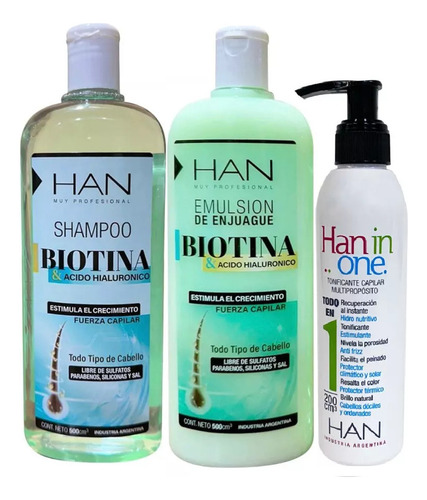 Han Shampoo+enjuague Biotina C/hialuronico + Tonico In One