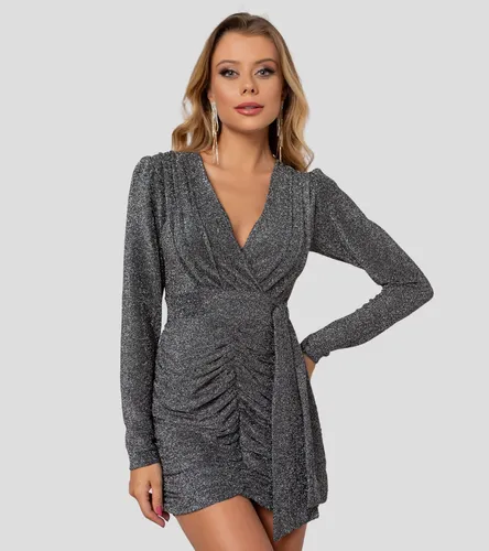 Vestido lurex curto manga longa sales