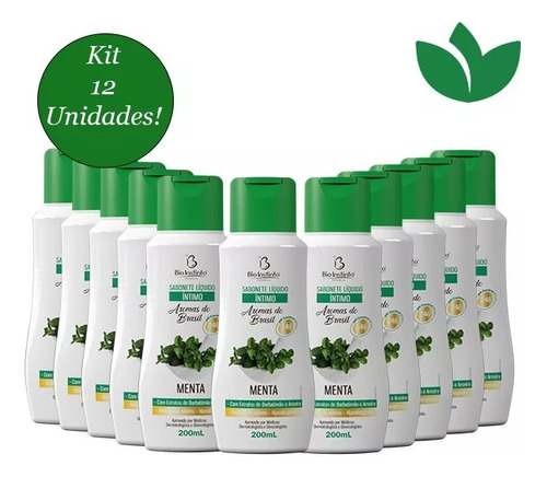 12 Sabonete Liquido Íntimo Menta 200ml Bio Instinto