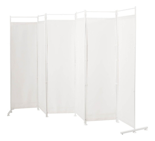 Biombo 6 Pzs 6 Ft Base De Acero Bisagras Blanco Gpl